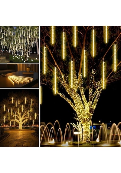 10'lu 45 Cm Plastik Meteor Led Usb 2m Kablo Sarı Renk Ağaç Işığı Renk Değiştiren Asmalı Dekoratif Bahçe V Çok Renkli