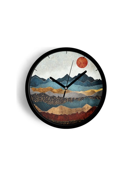 Soyut Tasarım Modern Duvar Saati - 25cm - Önü Camlı Siyah Kasa - Sessiz Mekanizma-jh0035 Siyah