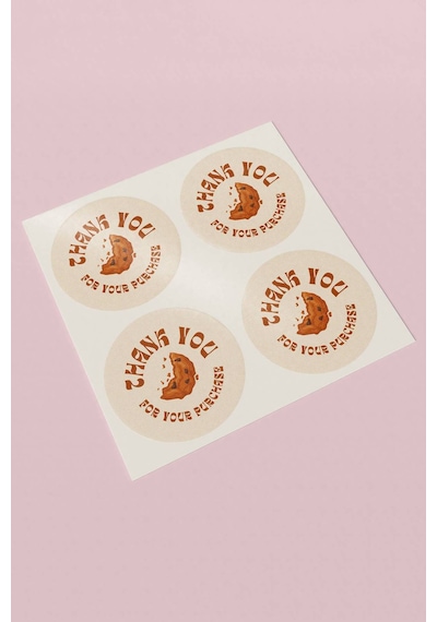 Kurabiyeli Thank You Purchase Sticker 3x3cm St2206 Çok Renkli