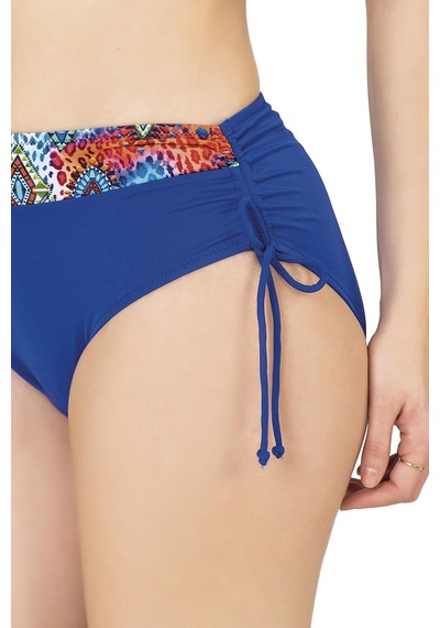 Endeep Kadın Büyük Beden Balenli Destekli Geometrik Desenli Bikini Takımı Mavi