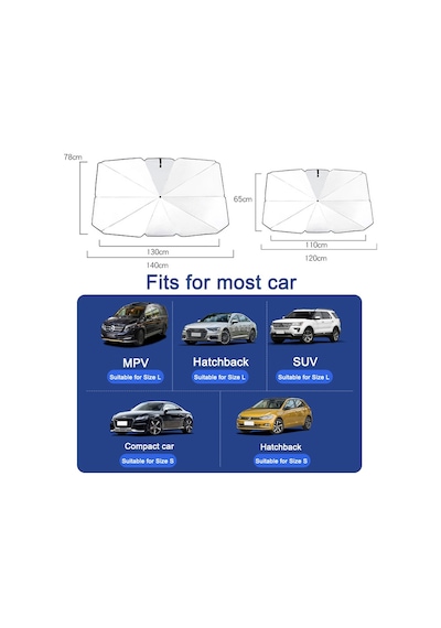 Katlanabilir Araç Ön Cam Güneş Uv Koruma Şemsiye Otomatik Güneşlik 125x110x65cm