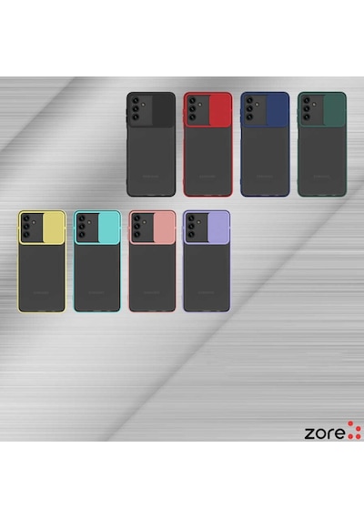 Noktaks - Samsung Galaxy Uyumlu A13 5g - Kılıf Slayt Sürgülü Arkası Buzlu Lensi Kapak - Kırmızı