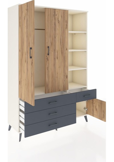 Hyperion Dolap 5 Raflı 4 Çekmeceli Tek Askılı 132x44x195 Aytaşı-çam/antrasit Atlas Çam/antrasıt Hyperion Dolap 5 Raflı 4 Çekmeceli Tek Askılı 132x44x195 Aytaşı-çam/antrasit Atlas Çam/antrasıt