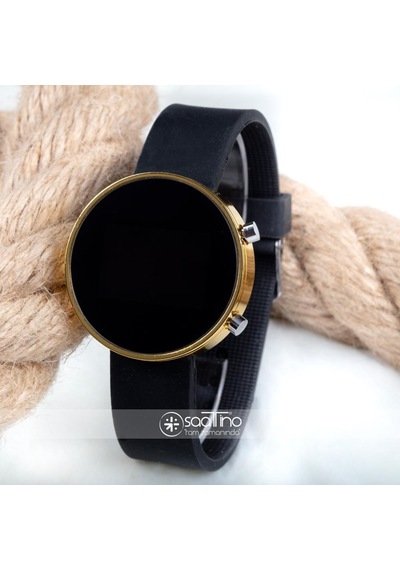 Dijital Led Watch Sarı Yuvarlak Kasa Siyah Silikon Kordon Unisex Kol Saat St-303561
