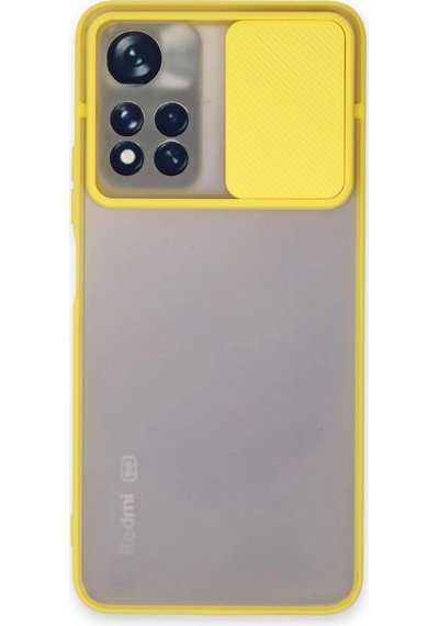 Newface Xiaomi Redmi Note 11t Kılıf Palm Buzlu Kamera Sürgülü Silikon Semeglbl - 13 - Sarı
