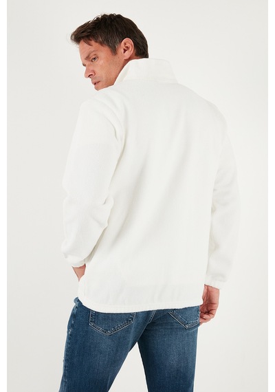 Buratti Regular Fit Yarım Fermuarlı Dik Yaka Yumuşak Dokulu Erkek Sweat 59060661 Ekru
