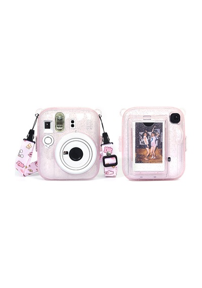 Instax Mini 13 Pembe Fotoğraf Makinesi Simli Pleksi Kılıf Ve 10'lu Film Hediye Seti