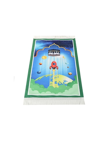 Çocuk Seccadesi Roket - Yeşil 82 45 Cm 110 Gr - Tesbih Hediyeli Çok Renkli