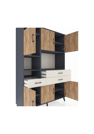 Hyperion Dolap 9 Raflı 3 Çekmeceli 6 Kapaklı 132x44x195 Antrasit-çam/aytaşı Atlas Çam/aytası - Antrasıt Hyperion Dolap 9 Raflı 3 Çekmeceli 6 Kapaklı 132x44x195 Antrasit-çam/aytaşı Atlas Çam/aytası - Antrasıt