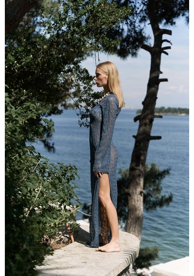 Mai Collection Mai Studios Co. Caroline Dantelli İndigo Uzun Elbise İndigo Mai Collection Mai Studios Co. Caroline Dantelli İndigo Uzun Elbise İndigo