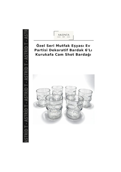 Özel Seri Mutfak Eşyası Ev Partisi Dekoratif Bardak 6'lı Kurukafa Cam Shot Bardağı