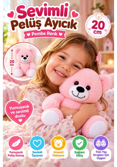20 Cm Pembe Pelüş Ayıcık Yumuşak Oyuncak Sevimli Ayı Çocuk Oyuncağı Yumuşak Pelüş Oyun Arkadaşı Mini Çok Renkli