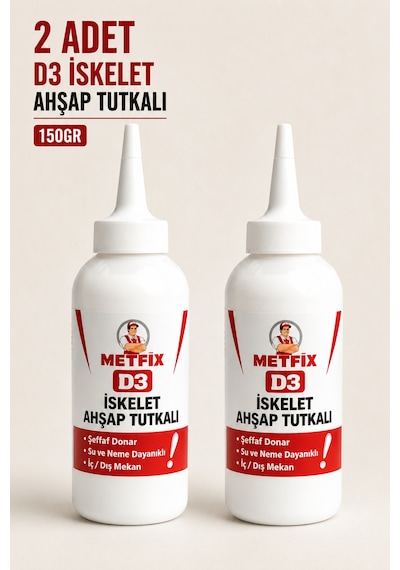 2 Adet 150 Gr D3 Ahşap Tutkalı Şeffaf Kuruyan Güçlü Yapıştırıcı Tutkal Yapıştırıcısı