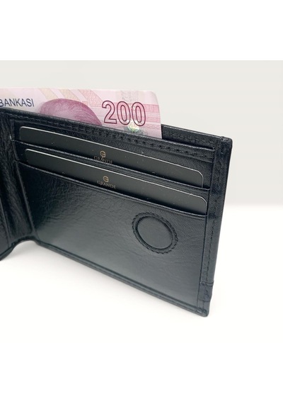 Grande Hakiki Deri Erkek Cüzdanı Gizli Mıknatıslı Siyah