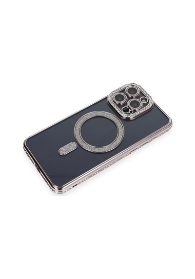 Apple  Uyumlu  iPhone 14 Pro Kılıf Joke Simli Magneticsafe Kılıf Gri