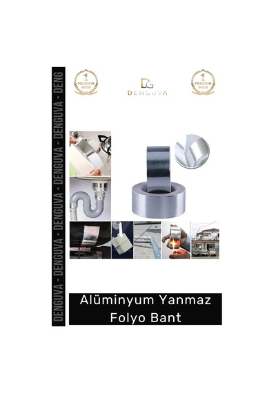 Suya Sıcaklığa Dayanıklı Tamir Soba Boru Yama Alüminyum Yanmaz Folyo Bant 45mm - 5mt - 2 Adet