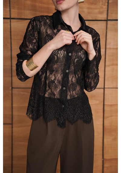 Verymoda Dantel Gömlek F2073 SİYAH