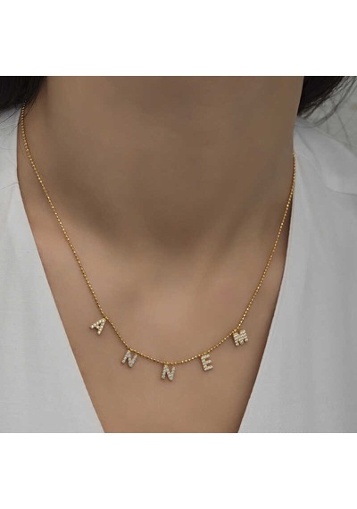 Gümüş Gold Annem Yazılı Kadın Kolye