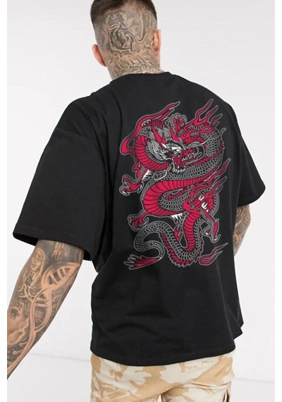 Tarzsokak Unisex Chinesebox Baskılı Tshirt Siyah