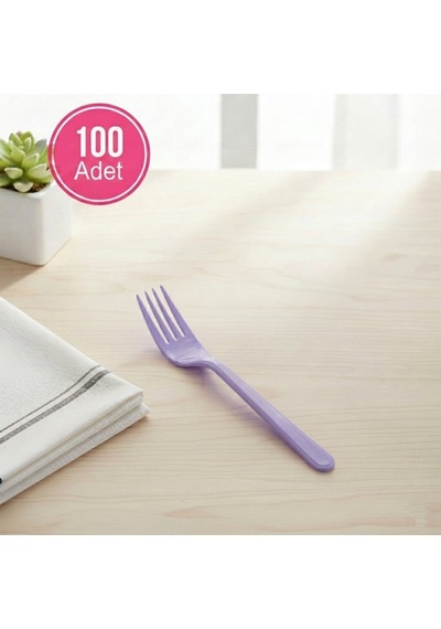 100 Adet Lila Plastik Lüx Çatal