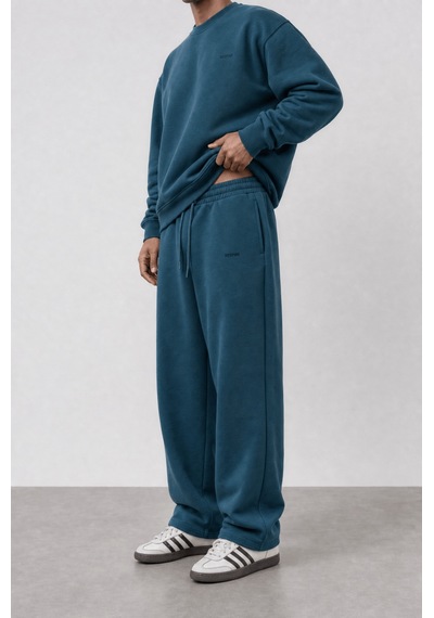 Erkek Respire Basic Baggy Eşofman Altı Zümrüt