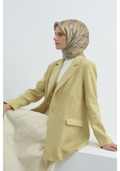 Armine Saf İpek Sura Eşarp-2026 İlkbahar-yaz- 952200d Sarı-gri