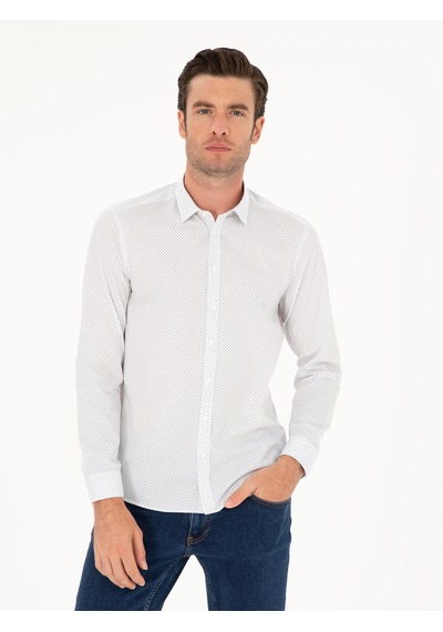 Cacharel Lacivert Slim Fit Uzun Kollu Gömlek
