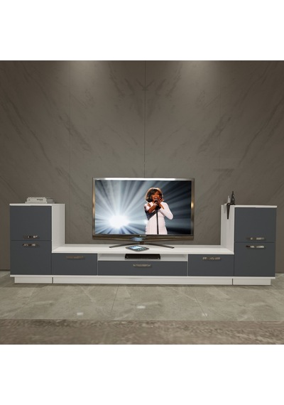 Decoraktiv Trio On2 Mdf Tv Ünitesi Tv Sehpası - Beyaz Antrasit Beyaz - Antrasit Decoraktiv Trio On2 Mdf Tv Ünitesi Tv Sehpası - Beyaz Antrasit Beyaz - Antrasit