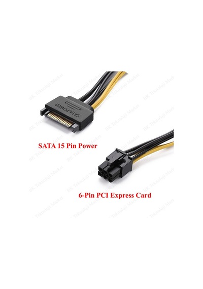 Sata 15-Pin To 6-Pin Pci Express Ekran Kartı Çevirici Güç Kablosu