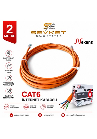 Nexans 2 Metre Cat6 Data Kablosu Turuncu Halojen Free Patch Cord