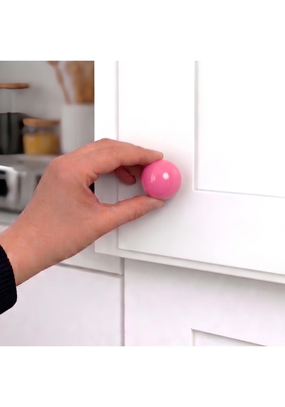 Sert Plastik Düğme Yuvarlak Top Pembe Dolap Mobilya Mutfak Dolabı Çekmece Kulbu Kulpu Kulplar