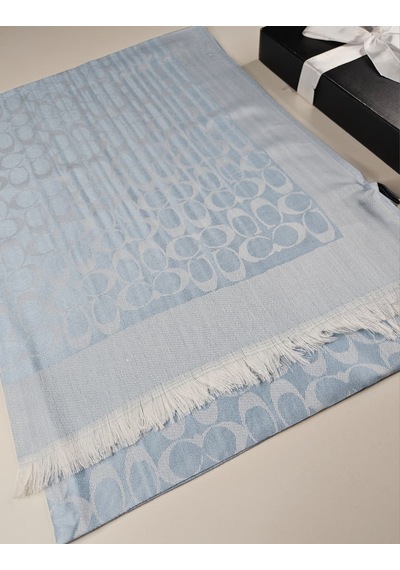 Miorel Scarfs C Desen Çift Taraflı Kaşmir İpek Şal 4 Mevsim Pamuk Şal Bebe Mavi