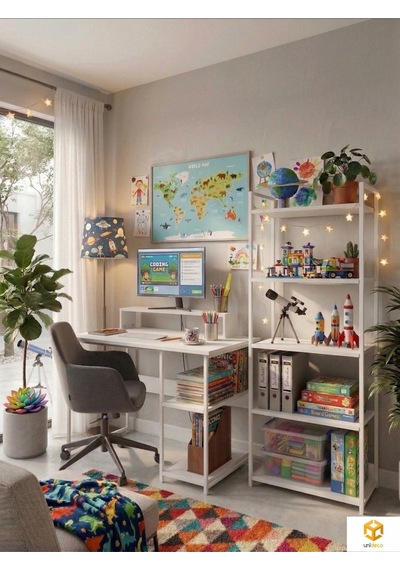 Vien 2 Set Kitaplıklı Masa Raflı Çalışma Masası 5 Raflı Kitaplık Monitör Yükseltici Beyaz - Beyaz Vien 2 Set Kitaplıklı Masa Raflı Çalışma Masası 5 Raflı Kitaplık Monitör Yükseltici Beyaz - Beyaz
