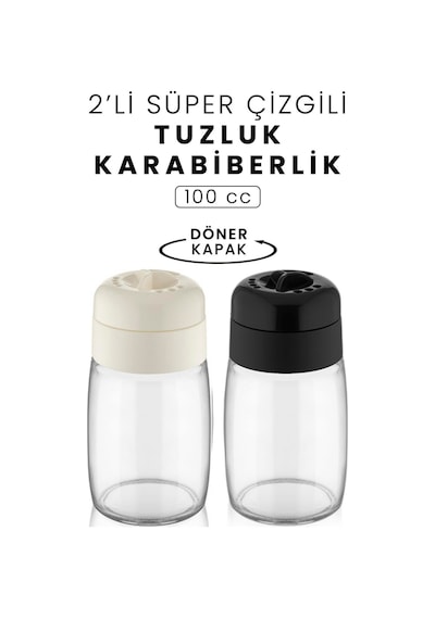 Mithra Life 2 Adet 100 Ml Döner Kapaklı Cam Baharatlık Takımı Mıt1090 Karışık