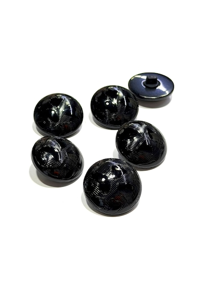 Soyut Desenli Bombeli Kaban Düğmesi / Siyah / 2.7 Cm / 6 Adet / F30