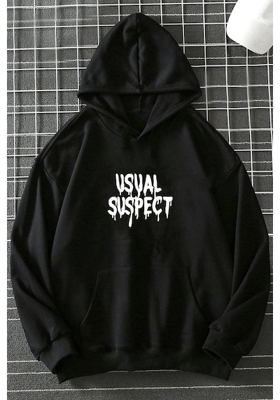 Uyguntarz Unisex Suspect Baskılı Sweatshirt siyah