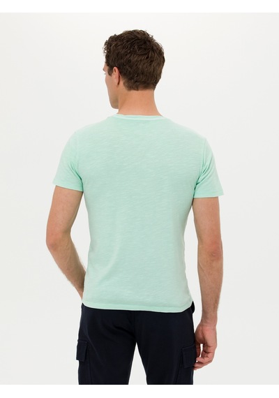 Yesıl Slim Fit Bisiklet Yaka T-shirt Yeşil