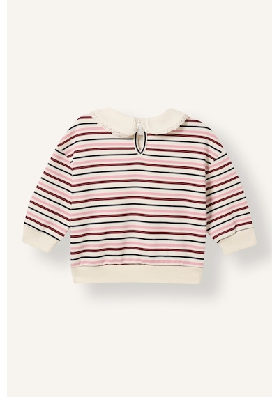 Defacto Bebe Yaka Çizgili Ayıcık Baskılı Sweatshirt Kız Bebek I7726a526wner98 Ekru-er98