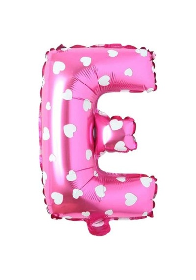 E Harfi 16 İnç Pembe Kalpli Renk Folyo Balon 36 Cm Pembe 2 Yaş Mavi