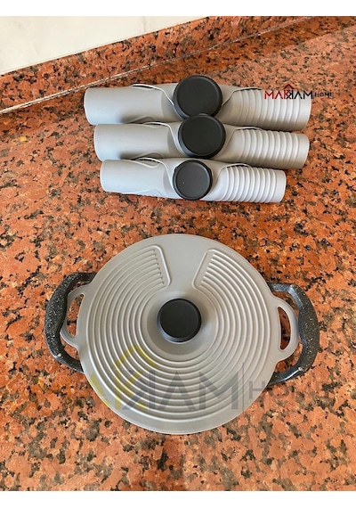 Lexroo Silikon Tencere Kapağı, Tava Kapağı, Isı Koruyucu, Vakumlu Kapak, Muhafaza Kapağı Gri, 28cm Çok Renkli