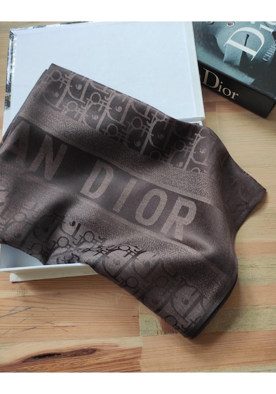 Miorel Scarfs Cd Desen Kaşmir İpek Şal Scarfs Cashmere Shawl Hijab Yeni Sezon Acı kahve