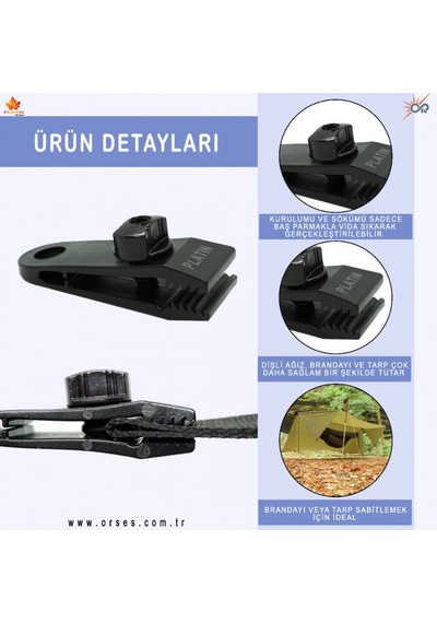Taktikal Market 6 Adet Çoklu Kullanımlı Branda,gölgelik, Tarp Çadır İçin Yüksek K Siyah