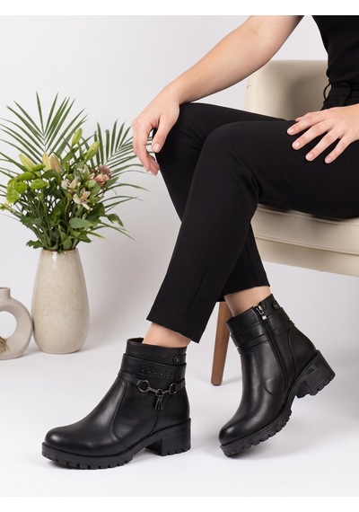 Nesilshoes Nesil Shoes Marr 829 Hakiki Deri İçi Kürklü Kadın Bot Siyah