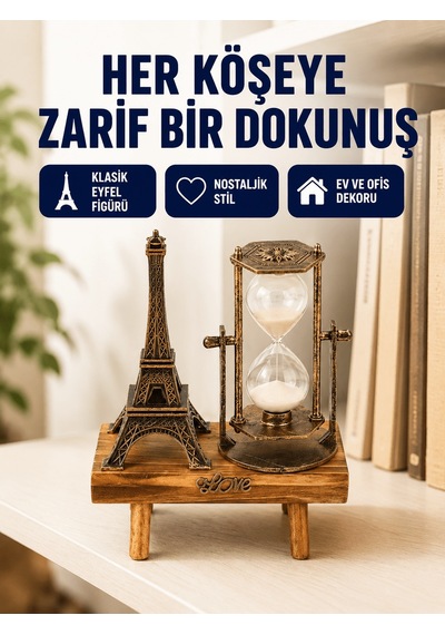 Dekoratif Kum Saati Ahşap Malzeme, Hediyelik Masa Aksesuarı Tkndy-bsva4969