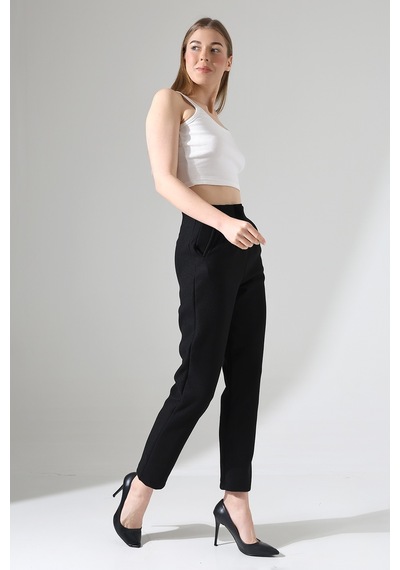 Gugus Kadın Maskülen/havuç Kaşe Pantolon Trend Model Siyah