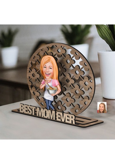 Bk Gift Kişiye Özel 3 Katmanlı Anne Karikatürlü Ahşap Biblo-12 Anneye Hediye, Anneler Günü Hediyeleri Kobitmeyen138168 Bk Gift