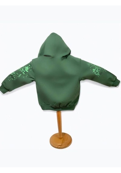 Nk Kids Erkek Çocuk Pamuklu Orta Kalınlıkta Kapüşonlu Sweatshirt-15449 YESIL
