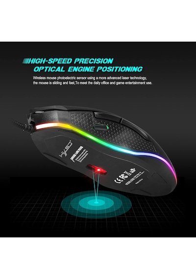 Hxsj S500 RGB 4800 DPI Kablolu Mouse