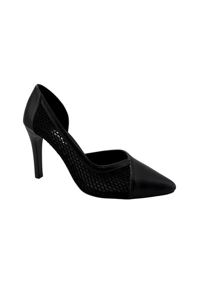 Hobby Ayakkabı Hobby 26757 Deri Stiletto Kadın Ayakkabı File Detaylı Siyah