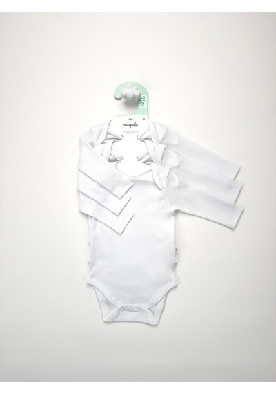 Sezgibaby Unisex, Bebek Uzun Kol % 100 Pamuk 3'lü Çıtçıtlı Body & Zıbın 0-3 Ay / 3-6 Ay / 6-9 Ay Beyaz